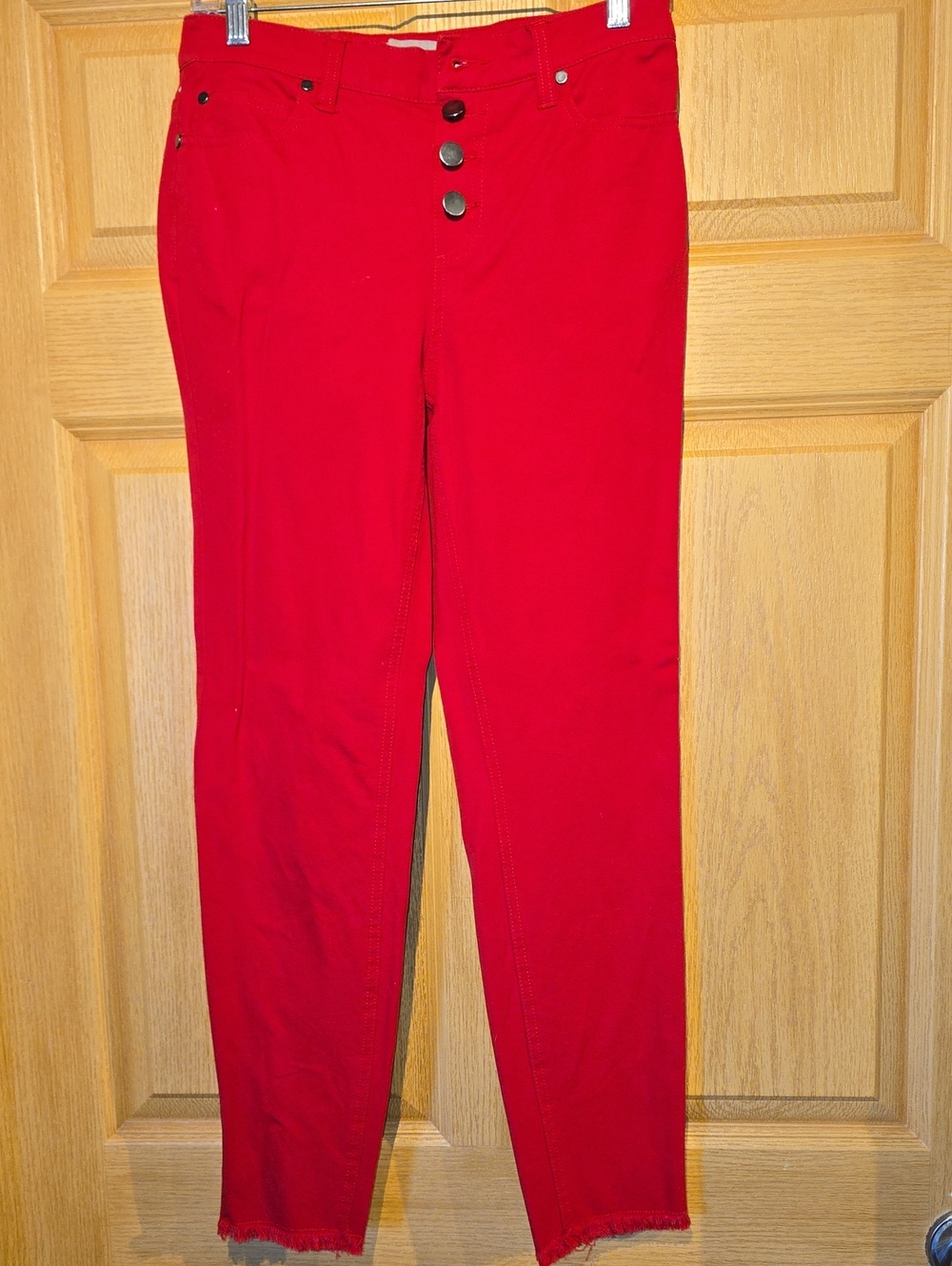 Vibrant Red Straight Leg Jeans for Women